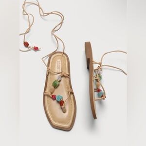 SCHUTZ Tan Beaded Sandals Bohemian Style sz 6.5